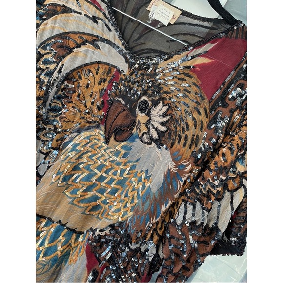 T2‎ VTG Kalamkari Silk Sequin 2 Piece Blouse Skirt - Picture 9 of 9